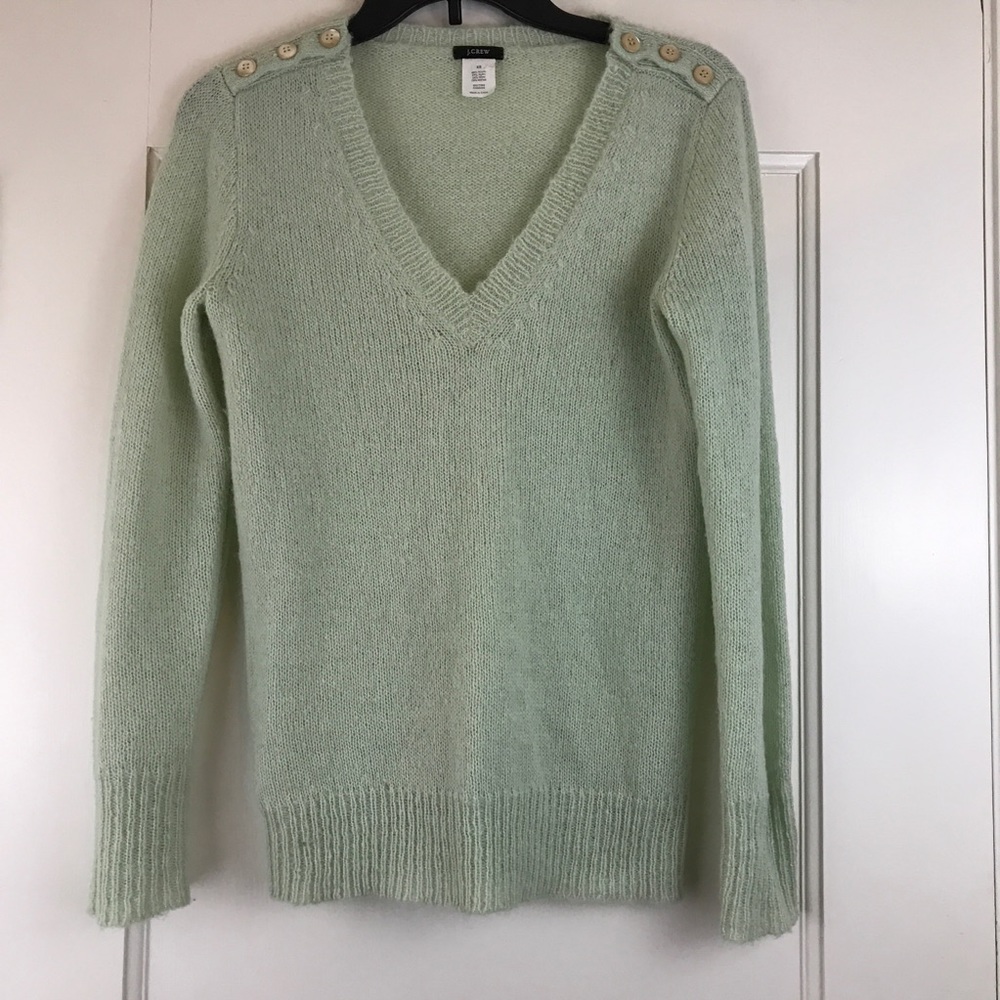 J CREW SWEATER WITH BUTTONS MINT GREEN XS